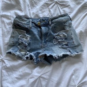 Light blue denim shorts